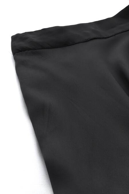 Ritu Kumar_Black Viscose Solid Draped Asymmetric Pant_at_Aza_Fashions