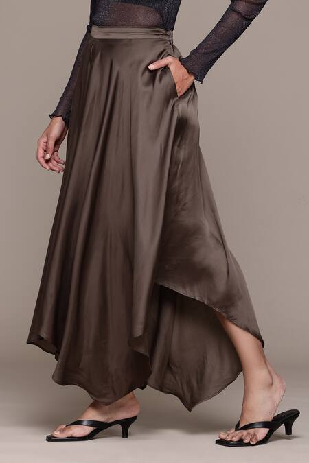 Buy Ritu Kumar Green Viscose Solid Asymmetric Draped Pant Online at Aza Fashions Buy_Ritu Kumar_Green Viscose Solid Asymmetric Draped Pant_Online_at_Aza_Fashions