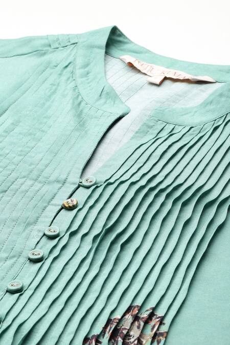 Buy Ritu Kumar Green Viscose Bandeau Neck Paradise Print Shirt Online at Aza Fashions Buy_Ritu Kumar_Green Viscose Bandeau Neck Paradise Print Shirt_Online_at_Aza_Fashions