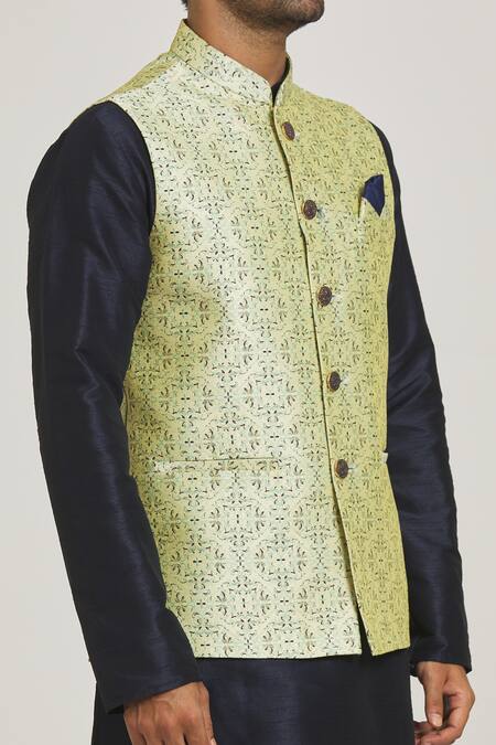 Buy_Arihant Rai Sinha_Cream Silk Embroidery Floral Pattern Bundi_Online_at_Aza_Fashions