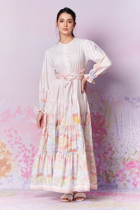 Moh India Meadow Floral Print Tiered Dress 