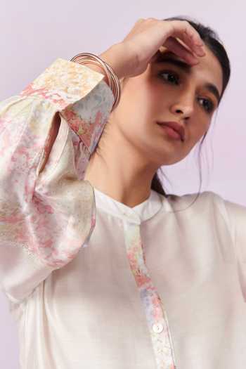 Buy Moh India Pink Chanderi Silk, Meadow Strawberry Garden Print A-line Kurta And Pant Set Online at Aza Fashions Buy_Moh India_Pink Chanderi Silk, Meadow Strawberry Garden Print A-line Kurta And Pant Set _Online_at_Aza_Fashions