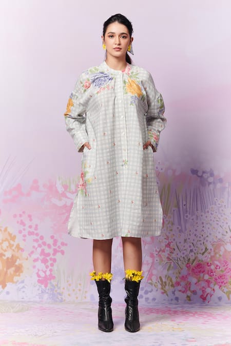 Moh India Capri Rose Print Shirt Dress 