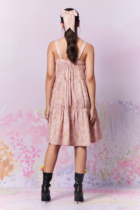 Moh India Petite Blooms Ditsy Print Tiered Dress 