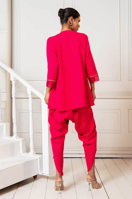 Oshi By Shikha Cotton Linen Tassel Tunic With Dhoti Pant 