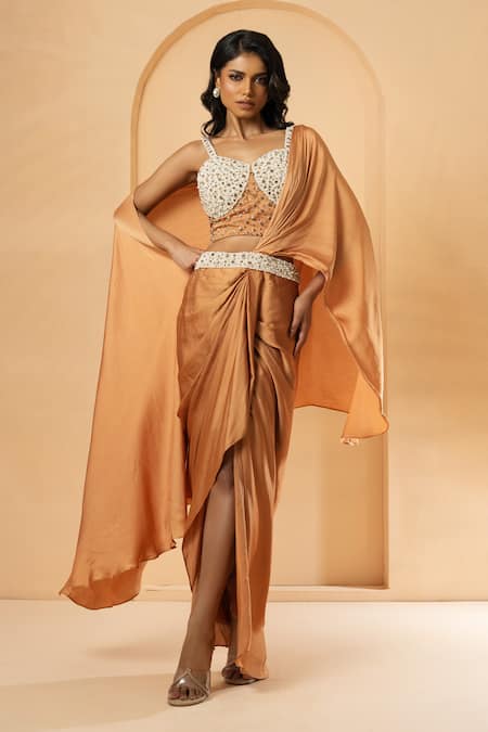 Quench A Thirst Waistband Embroidered Pre-Stitched Saree With Blouse 