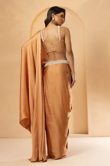 Quench A Thirst Waistband Embroidered Pre-Stitched Saree With Blouse 