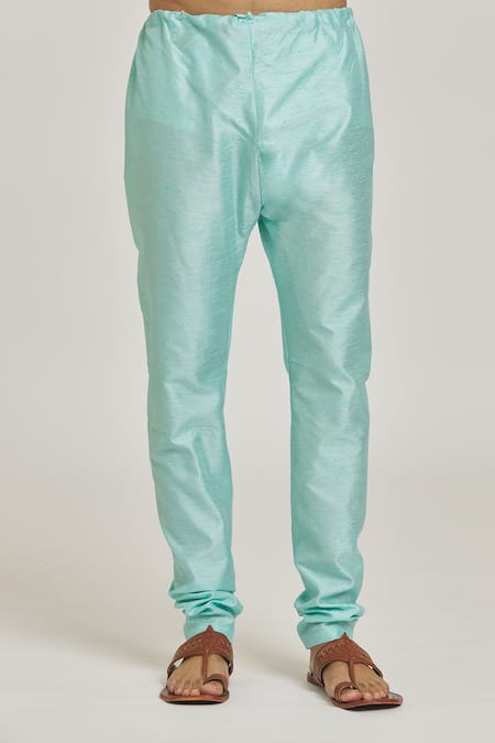 Arihant Rai Sinha_Blue Jacquard, Silk Embroidery Floral Bundi And Kurta Set _at_Aza_Fashions