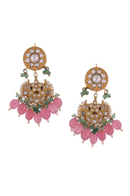 Buy Riana Jewellery Pink Pearls, Stones Bloom Jadau Kundan And Embellished Long Necklace Set Online at Aza Fashions Buy_Riana Jewellery_Pink Pearls, Stones Bloom Jadau Kundan And Embellished Long Necklace Set _Online_at_Aza_Fashions