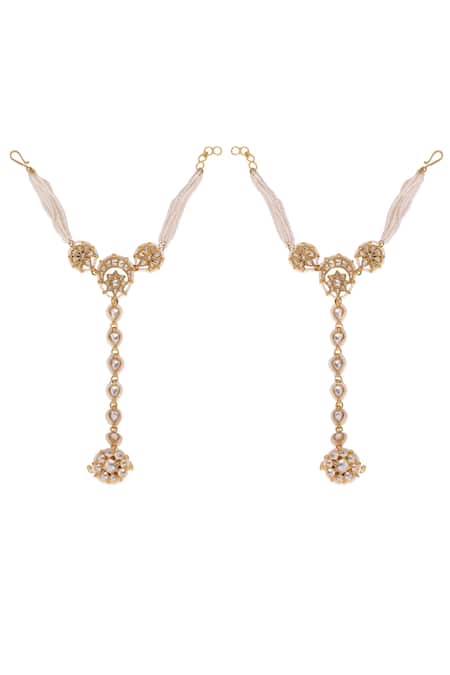 Riana Jewellery Kundan & Pearl Embellished Haathphool - Set of 2 