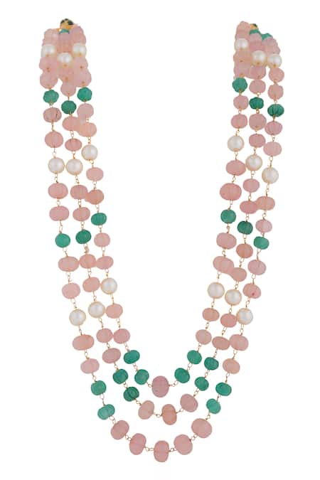 Riana Jewellery Rose Quartz Stone Studded Mala 