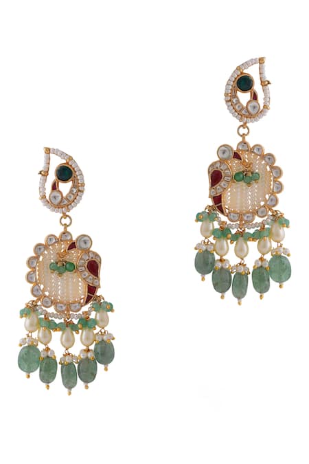 Buy Riana Jewellery Green Stones, Beads Peacock Carved Pendant Choker Set Online at Aza Fashions Buy_Riana Jewellery_Green Stones, Beads Peacock Carved Pendant Choker Set _Online_at_Aza_Fashions