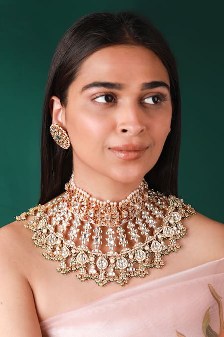 Riana Jewellery Stone Studded Choker Set 