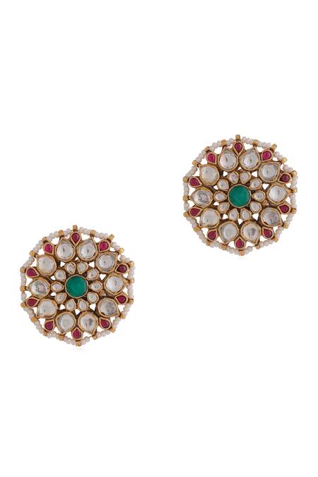 Riana Jewellery_White Stones, Beads Studded Choker Set _Online_at_Aza_Fashions