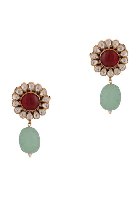 Buy_Riana Jewellery_White Pearls, Stones Embellished Layered Pendant Necklace Set _Online_at_Aza_Fashions