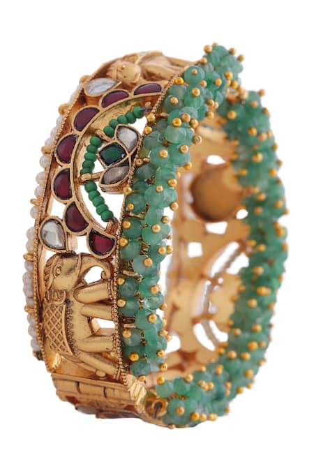 Riana Jewellery Elephant Carved Bangle - Single Pc 