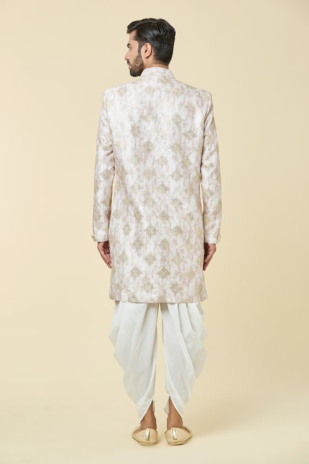 Shop Arihant Rai Sinha Gold Silk Sequins Diamond Embroidered Kurta With Dhoti Pant at Aza Fashions Shop_Arihant Rai Sinha_Gold Silk Sequins Diamond Embroidered Kurta With Dhoti Pant _at_Aza_Fashions