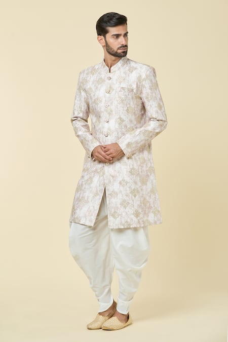 Shop Arihant Rai Sinha Gold Silk Sequins Diamond Embroidered Kurta With Dhoti Pant Online at Aza Fashions Shop_Arihant Rai Sinha_Gold Silk Sequins Diamond Embroidered Kurta With Dhoti Pant _Online_at_Aza_Fashions