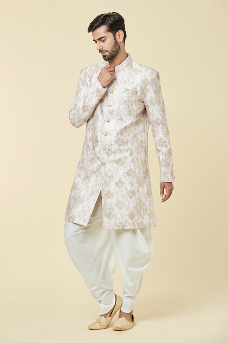 Arihant Rai Sinha Gold Silk Sequins Diamond Embroidered Kurta With Dhoti Pant at Aza Fashions Arihant Rai Sinha_Gold Silk Sequins Diamond Embroidered Kurta With Dhoti Pant _at_Aza_Fashions