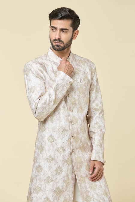 Buy Arihant Rai Sinha Gold Silk Sequins Diamond Embroidered Kurta With Dhoti Pant Buy_Arihant Rai Sinha_Gold Silk Sequins Diamond Embroidered Kurta With Dhoti Pant