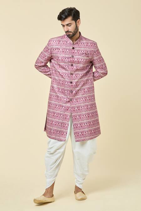 Buy Arihant Rai Sinha Purple Cotton, Silk Sequins, Floral Bloom Pattern Kurta With Dhoti Pant Online at Aza Fashions Buy_Arihant Rai Sinha_Purple Cotton, Silk Sequins, Floral Bloom Pattern Kurta With Dhoti Pant _Online_at_Aza_Fashions