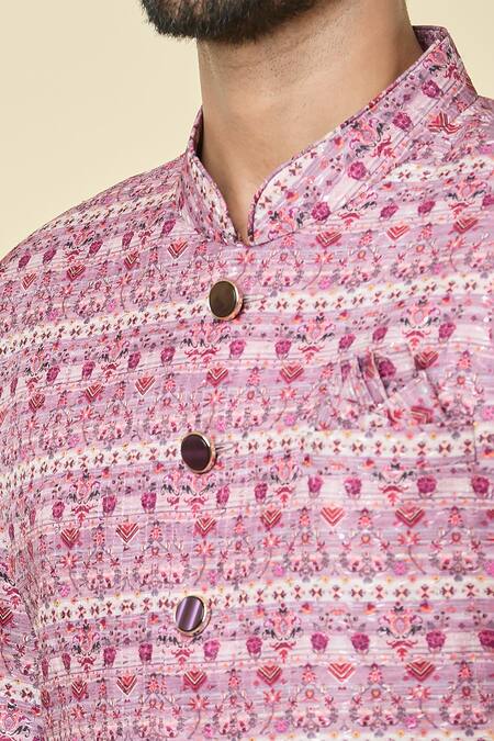 Buy Arihant Rai Sinha Purple Cotton, Silk Sequins, Floral Bloom Pattern Kurta With Dhoti Pant Buy_Arihant Rai Sinha_Purple Cotton, Silk Sequins, Floral Bloom Pattern Kurta With Dhoti Pant
