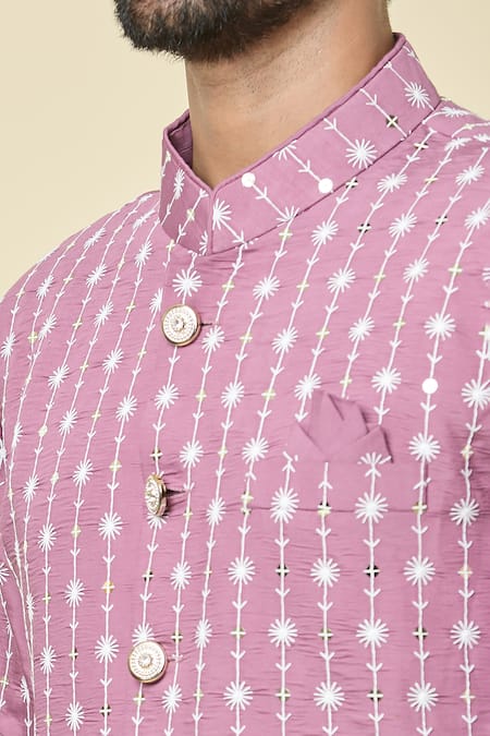 Buy_Arihant Rai Sinha_Pink Cotton, Silk Sequins, Embroidery Floret Bloom Kurta With Dhoti Pant 