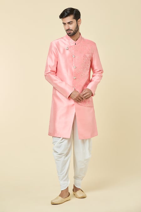 Arihant Rai Sinha Flower Garden Pattern Mock Jacket Kurta With Dhoti Pant 