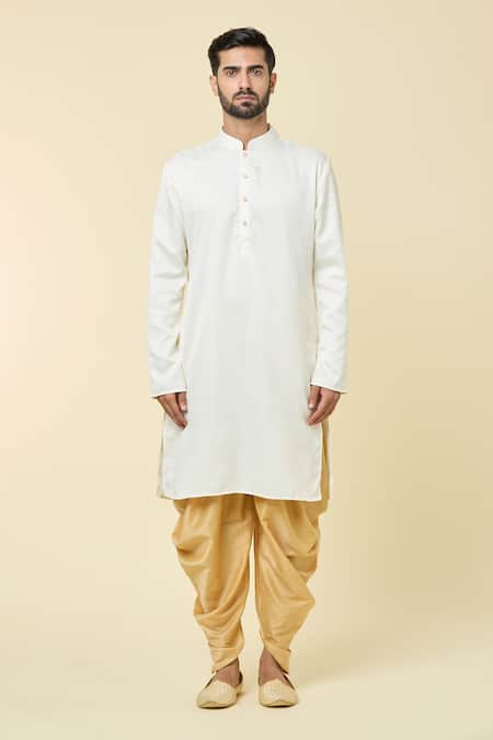 Arihant Rai Sinha Cream Cotton, Silk Plain Kurta And Dhoti Pant Set Online at Aza Fashions Arihant Rai Sinha_Cream Cotton, Silk Plain Kurta And Dhoti Pant Set _Online_at_Aza_Fashions