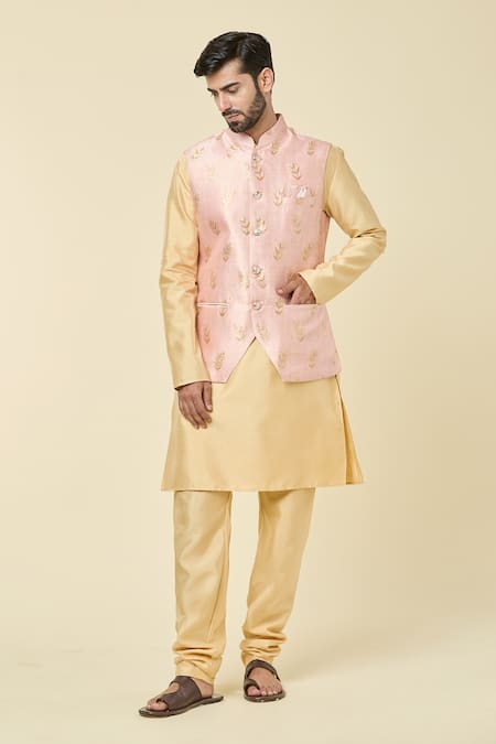 Aryavir Malhotra Jacquard Woven Bundi Kurta Set 