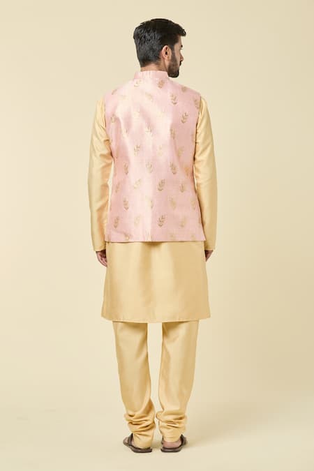 Shop Arihant Rai Sinha Pink Jacquard, Silk Woven Bundi Kurta Set at Aza Fashions Shop_Arihant Rai Sinha_Pink Jacquard, Silk Woven Bundi Kurta Set _at_Aza_Fashions