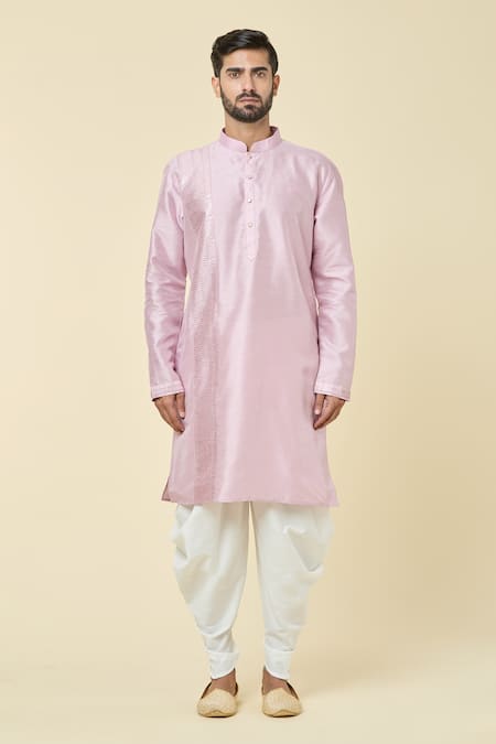 Arihant Rai Sinha_Pink Silk Sequins, Embroidery Kurta And Peshawari Pant Set _Online_at_Aza_Fashions