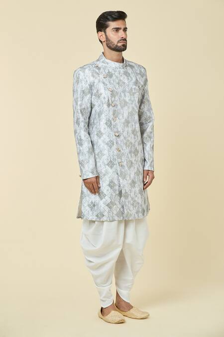 Shop Arihant Rai Sinha Grey Silk, Pashmina Sequins, Embroidery Kurta And Peshawari Pant Set Online at Aza Fashions Shop_Arihant Rai Sinha_Grey Silk, Pashmina Sequins, Embroidery Kurta And Peshawari Pant Set _Online_at_Aza_Fashions