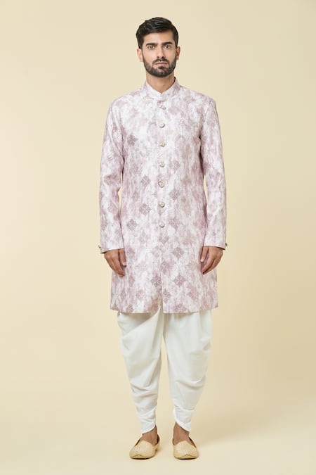 Arihant Rai Sinha_Pink Silk Sequins, Embroidery Thread Kurta And Peshwari Pant Set _Online_at_Aza_Fashions