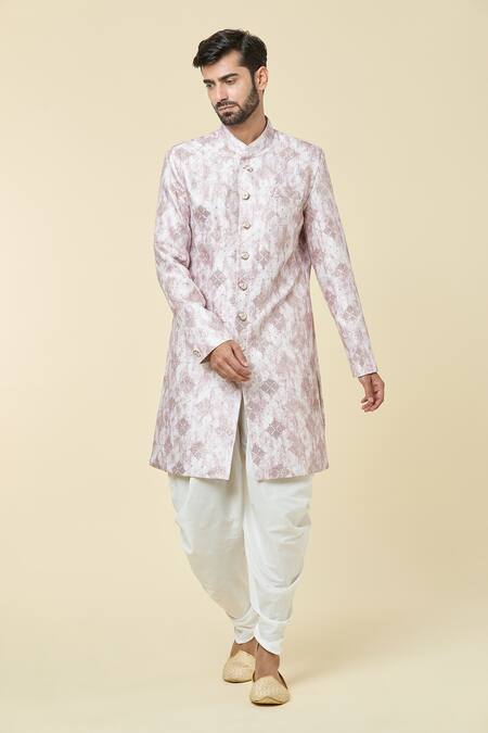 Buy_Arihant Rai Sinha_Pink Silk Sequins, Embroidery Thread Kurta And Peshwari Pant Set _Online_at_Aza_Fashions