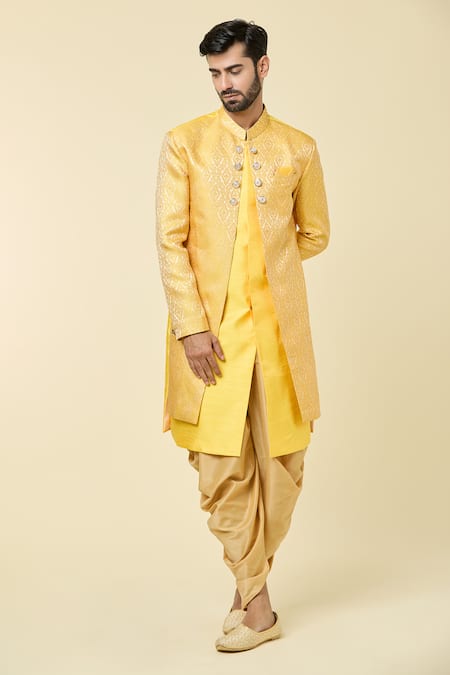 Arihant Rai Sinha Floral Geometric Panel Kurta With Peshawari Pant 