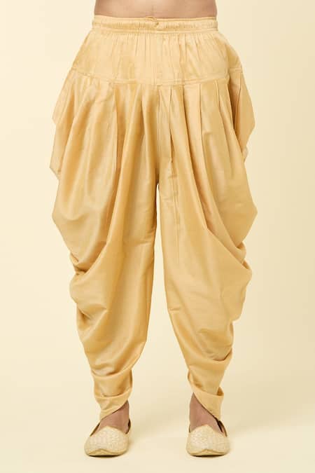 Arihant Rai Sinha Yellow Silk, Jacquard Embroidery Woven Checkered Panel Kurta With Peshawari Pant at Aza Fashions Arihant Rai Sinha_Yellow Silk, Jacquard Embroidery Woven Checkered Panel Kurta With Peshawari Pant _at_Aza_Fashions