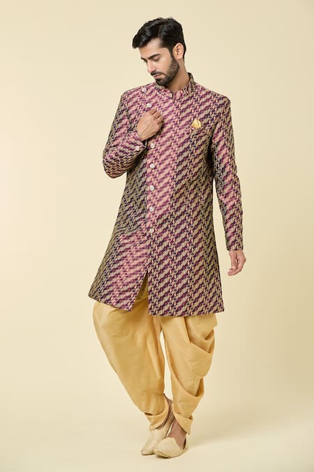 Arihant Rai Sinha Woven Checkered Sherwani With Peshawari Pant 