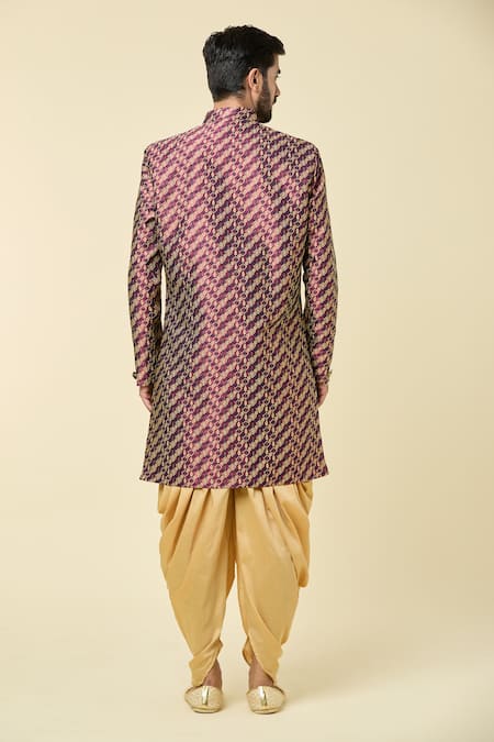 Shop Arihant Rai Sinha Red Jacquard, Silk Woven Checkered Sherwani With Peshawari Pant at Aza Fashions Shop_Arihant Rai Sinha_Red Jacquard, Silk Woven Checkered Sherwani With Peshawari Pant _at_Aza_Fashions