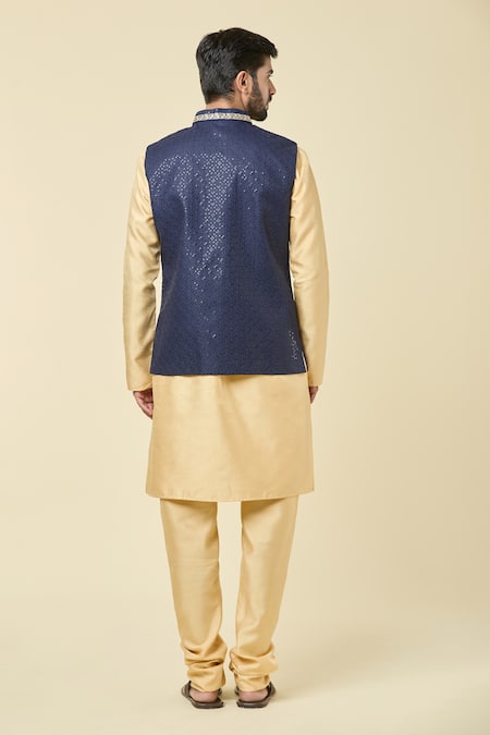 Arihant Rai Sinha Embroidered Checkered Blue Bundi 