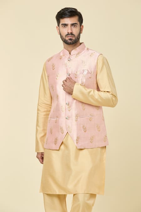 Aryavir Malhotra Foliage Woven Bundi 