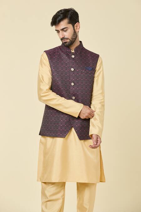 Buy Arihant Rai Sinha Wine Jacquard Sequins, Embroidery Floral Woven Bundi Online at Aza Fashions Buy_Arihant Rai Sinha_Wine Jacquard Sequins, Embroidery Floral Woven Bundi _Online_at_Aza_Fashions