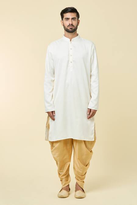 Arihant Rai Sinha_Cream Cotton Plain Kurta _Online_at_Aza_Fashions
