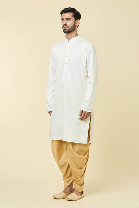 Buy_Arihant Rai Sinha_Cream Cotton Plain Kurta _Online_at_Aza_Fashions