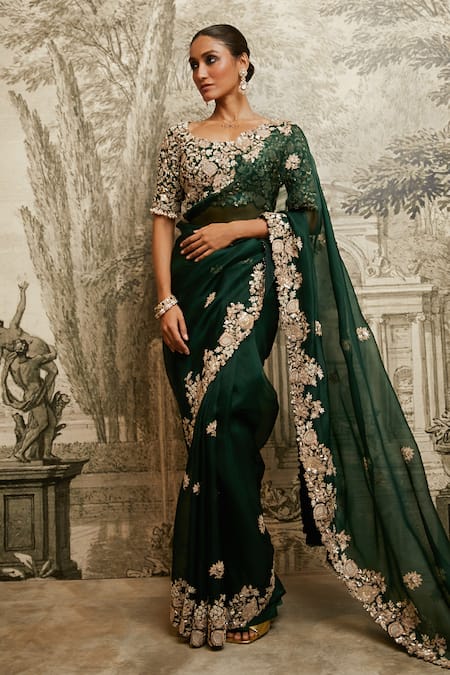 Prisho Dori Sequin Embroidered Saree With Blouse 