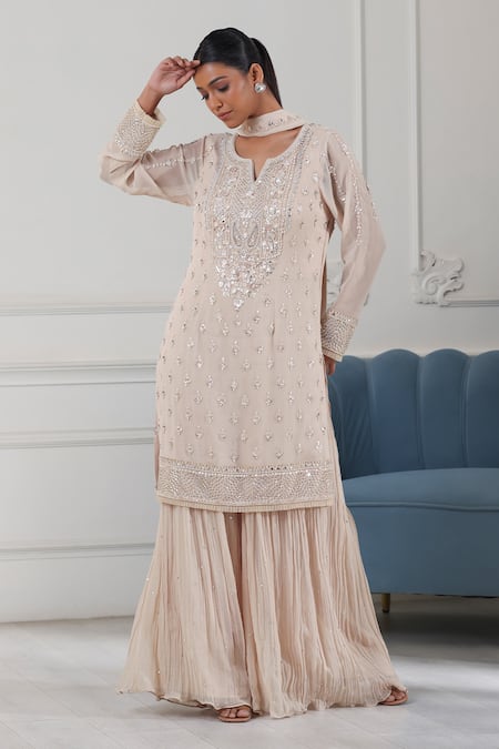 RAJ ARORA Embroidered Kurta Sharara Set 