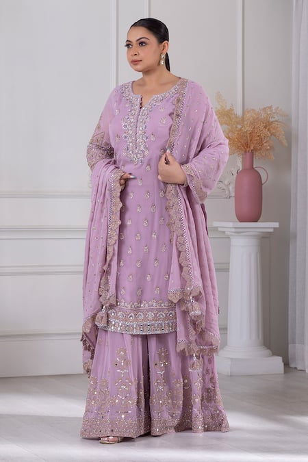 RAJ ARORA Dori & Sequin Embroidered Kurta Sharara Set 