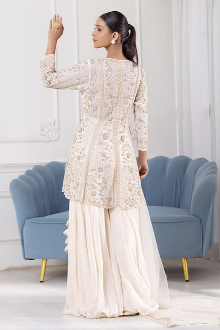 Raj Arora Floral Embroidered Kurta Sharara Set 