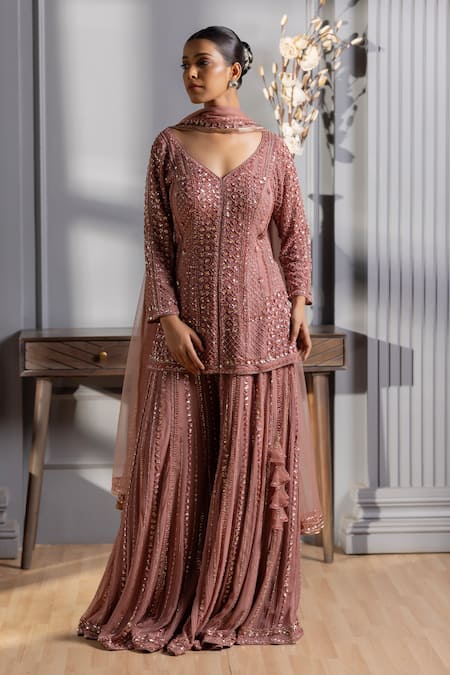 RAJ ARORA Crystal Embroidered Kurta Sharara Set 