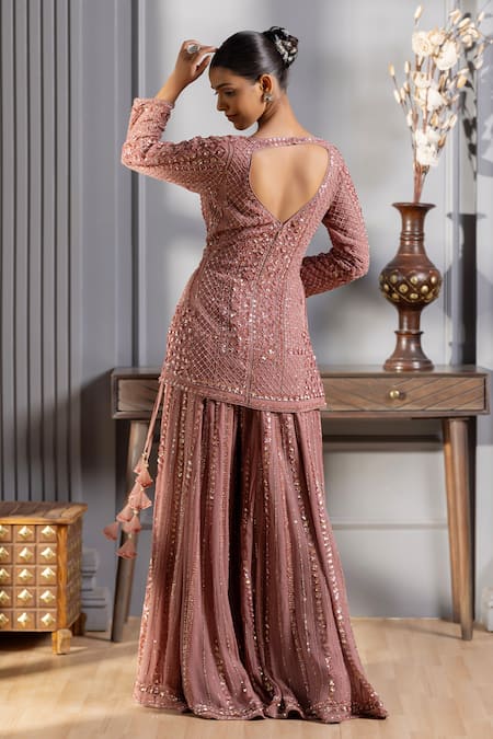 Raj Arora Crystal Embroidered Kurta Sharara Set 